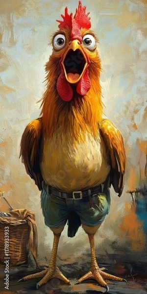 Obraz Surprised rooster close-up 