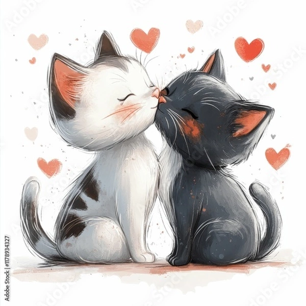 Obraz two cute kittens kissing