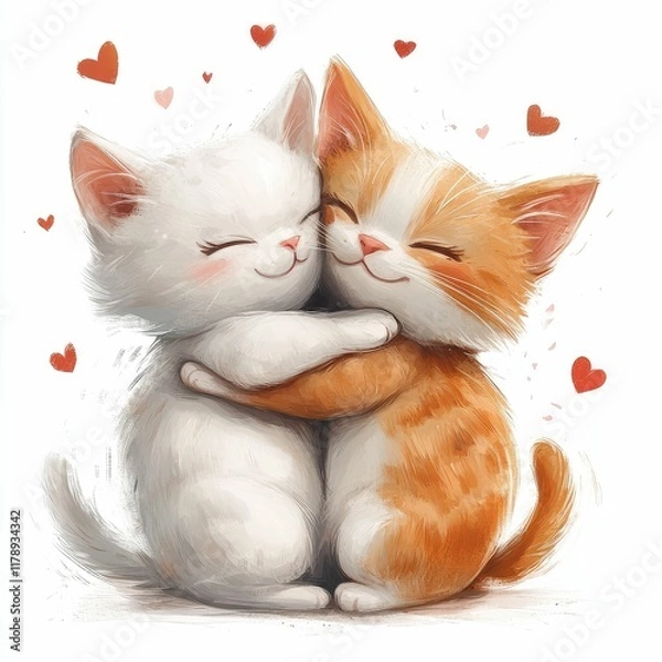 Obraz two cute kittens kissing