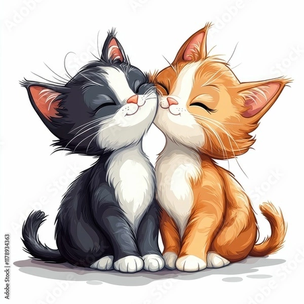 Obraz two cute kittens kissing