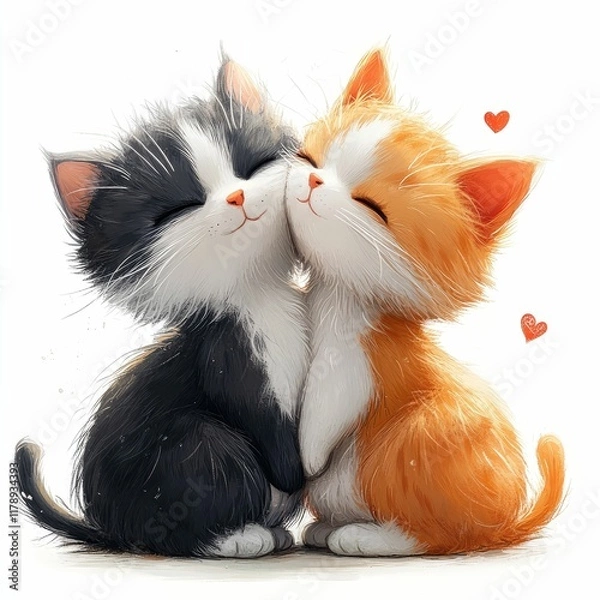 Obraz two cute kittens kissing