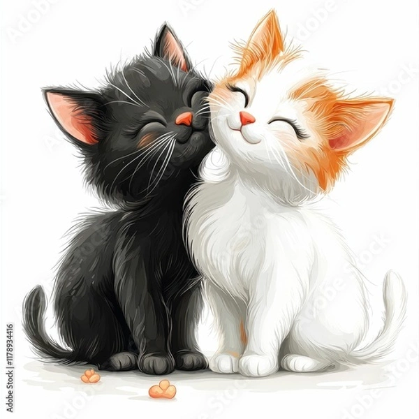 Obraz two cute kittens kissing
