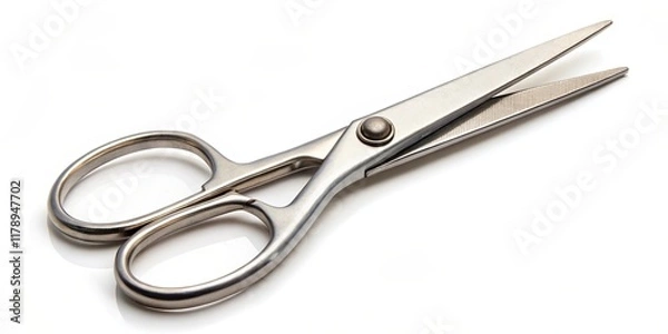 Fototapeta Close-up of a pair of sharp metal scissors , cutting tool, shears, instrument, steel, stationary, household, office supplies, sharp