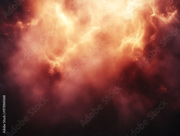 Fototapeta Fiery nebula, cosmic clouds, abstract space.