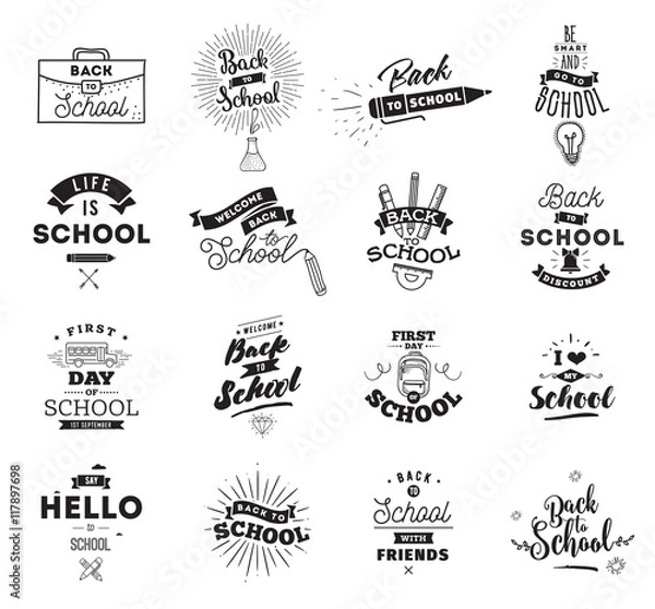 Obraz Back to school typographic labels set.