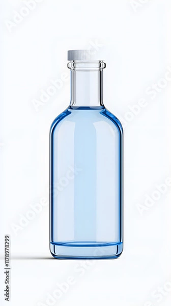 Obraz A small clear glass bottle of liquid mock up isolated on white background