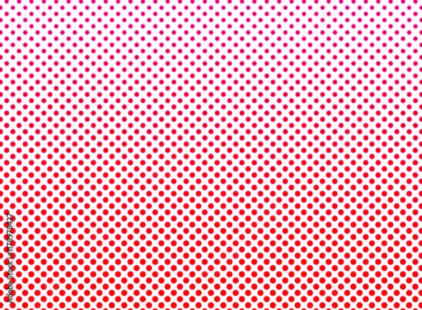 Fototapeta The background has a pattern of small circles arranged in rows of deep red to pink and white. Fabric pattern background, festival, colorful, Valentine's Day