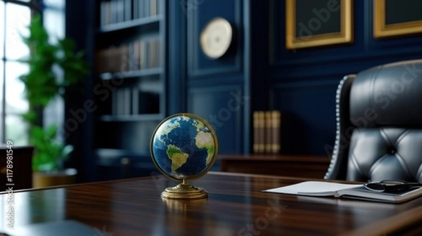 Fototapeta Global Perspective: A Desk Globe in a Luxurious Study
