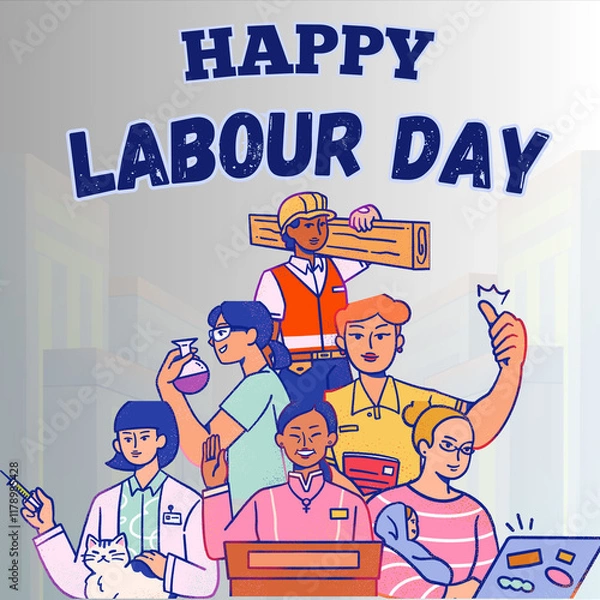 Fototapeta Happy Labour Day Post for instagram, facebook , twiter etc