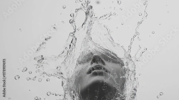 Fototapeta Gray liquid splash in slow motion, dynamic and detailed 