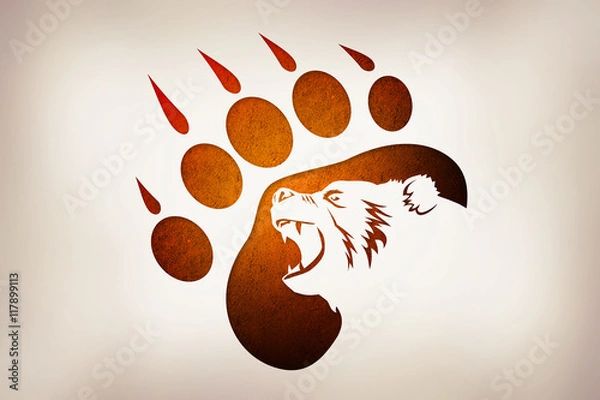 Fototapeta Иллюстрация по следам животных. Медведь.