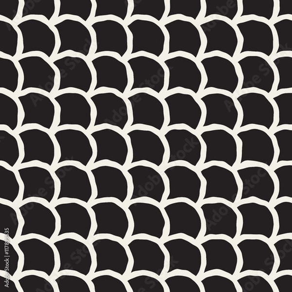 Fototapeta Vector Seamless Hand Drawn Rounded Lines Oriental Pattern