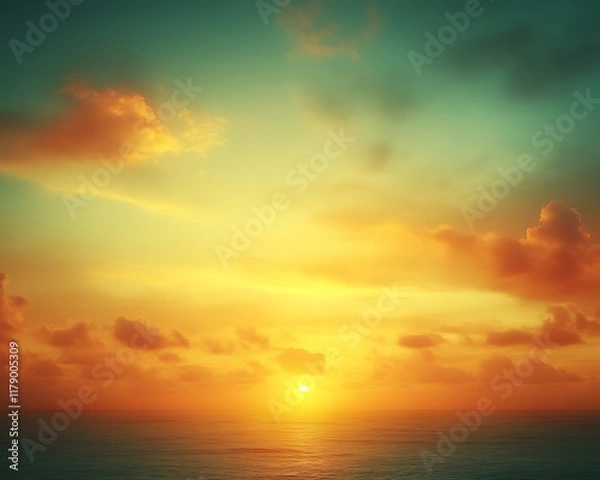 Obraz Vibrant sunset over calm ocean. (11)