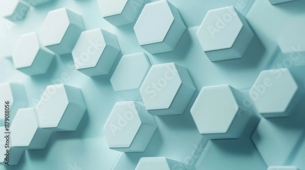 Fototapeta Abstract light blue background with hexagon shapes for a medical technology presentation