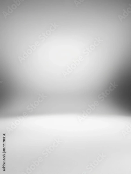 Fototapeta Blank light grey blurred background with radial gradient. Studio room backdrop. vignette photo effect. White gray empty template gradient illustration