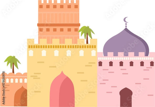 Obraz colourful arabic mosque mud stone