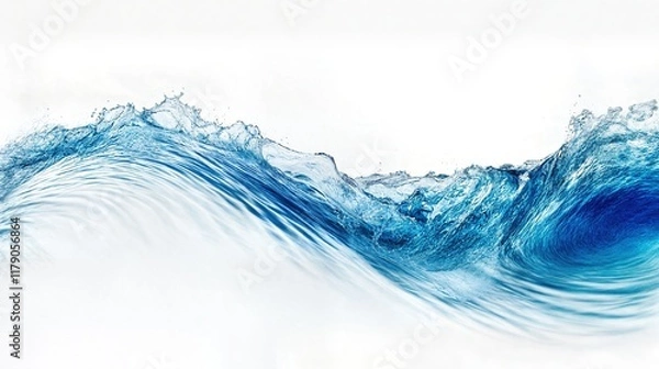 Obraz Fresh Blue Water Wave on White Background