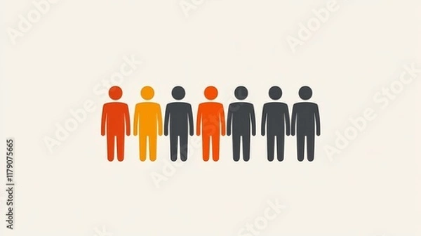 Fototapeta Diverse group of people patiently waiting in line, maintaining social distance diverse