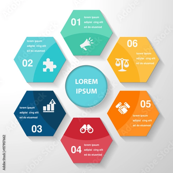 Fototapeta infographic template element, business parts steps or processes,