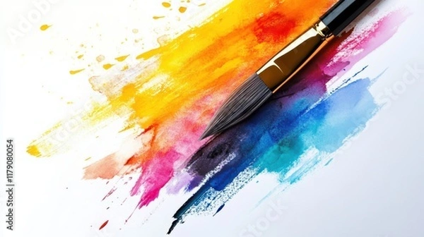 Fototapeta abstract background with paint brush and color pattern created with Generative AI