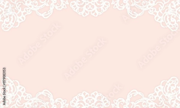 Fototapeta Elegant lace border on soft peach background