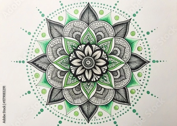 Fototapeta An intricately hand-drawn mandala showcasing a beautifully symmetrical pattern with elegant details
