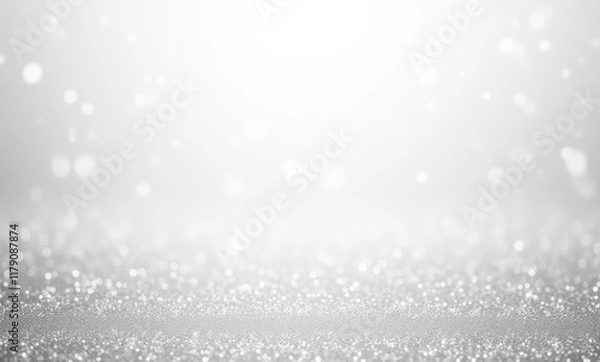 Fototapeta Glittering silver backdrop with soft bokeh