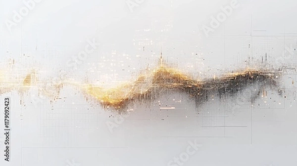 Fototapeta Minimalist Abstract Tech: Global Communication and Data Analysis on White Background, Cyber Exploration World