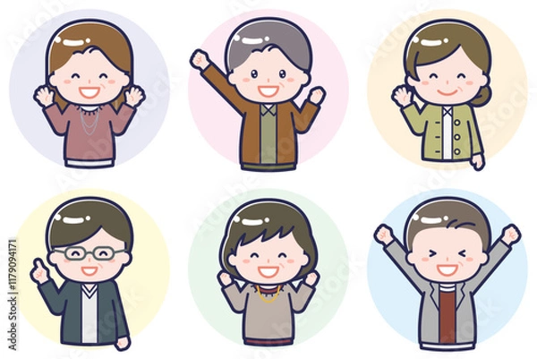 Fototapeta いろいろな人物セット_喜び_中年