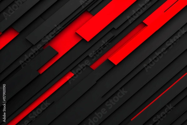 Fototapeta Abstract 3D Red Black Stripes Background