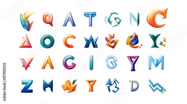 Fototapeta Alphabet letters and icons isolated on white background, such logo. Jpeg version also available in gallery