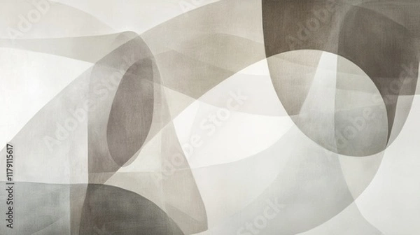 Fototapeta A contemporary artwork featuring overlapping translucent shapes in muted tones, perfect for minimalist interiors