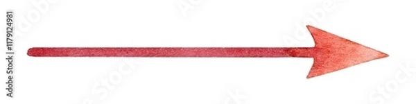 Fototapeta Red arrow pointing right, ideal for directional signage or design elements, with a vibrant and bold appearance