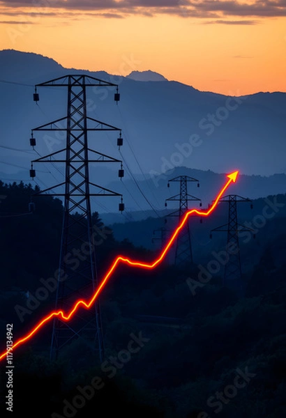 Obraz Increase in electricity prices on the world market., grunge, with white tones