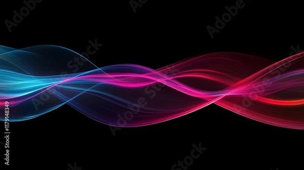 Fototapeta Abstract colorful waves flowing dark background, digital art, website design
