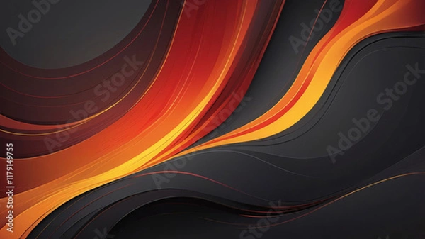 Fototapeta A Dynamic Background That Blends Fiery Red, Bright Yellow And Deep Orange Hues, With Subtle, Gradient-Style Shadows In Dark Grey That Add Depth And Nuance