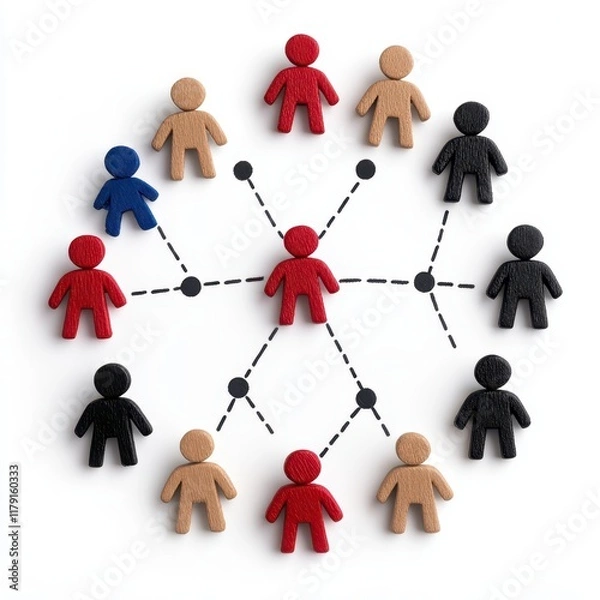Fototapeta Colorful Figures Connecting in a Network Layout