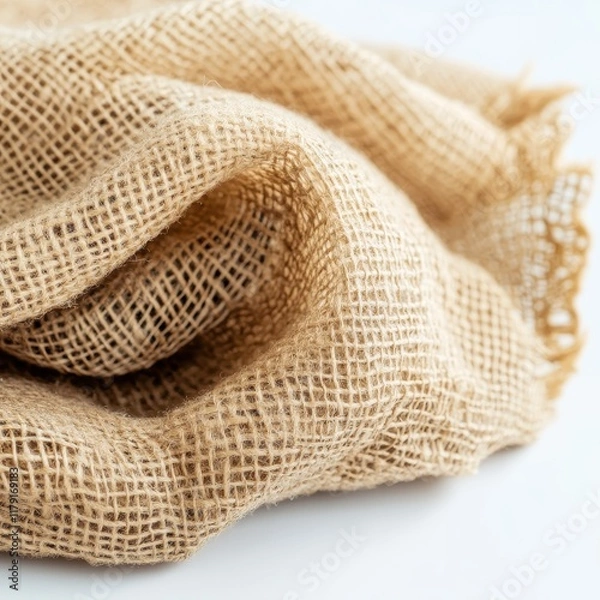 Fototapeta Close-up of Textured Burlap Fabric, Rustic Brown Hessian Texture.