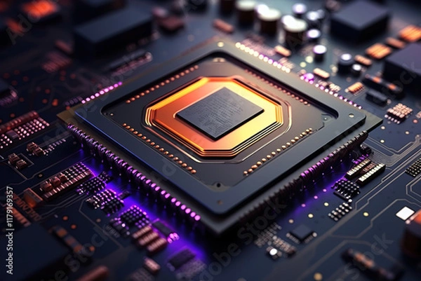 Obraz Incredible Microchip in technology concept