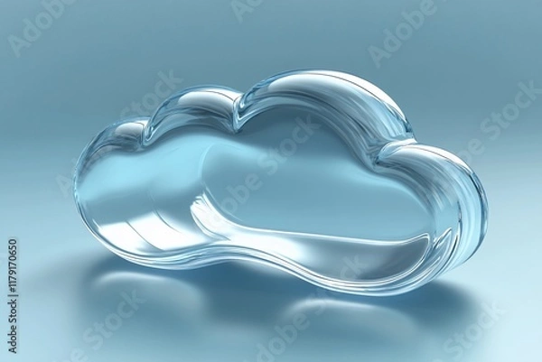 Fototapeta Glass cloud shape on blue background.