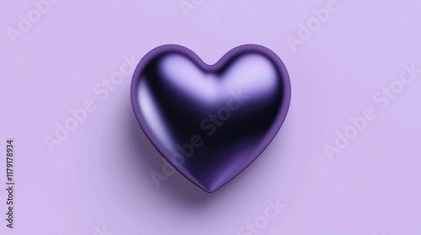 Obraz Minimalist Design Featuring a Plum Heart on a Solid Lavender Background, With Subtle Soft Gradients and Textures that Enhance the Depth of the Elegant, Matte Sculpture