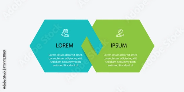 Fototapeta Vector banner infographic template with 2 step process suitable for business information and web presentation 