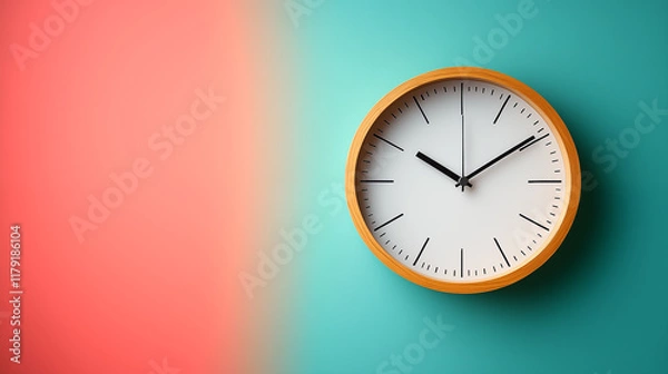 Fototapeta Clock on colorful background. Time concept. 3D Rendering.