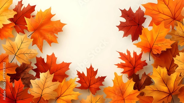 Obraz Autumn Leaves Frame a Light Background Elegantly and Beautifully for Fall Designs.