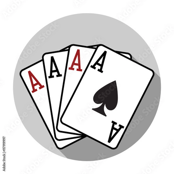 Fototapeta Flat design vector four aces playing cards icon, isolated