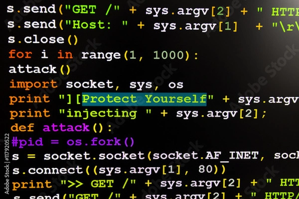 Obraz Graphic user interface with Protect yourself message, concept of internet attack