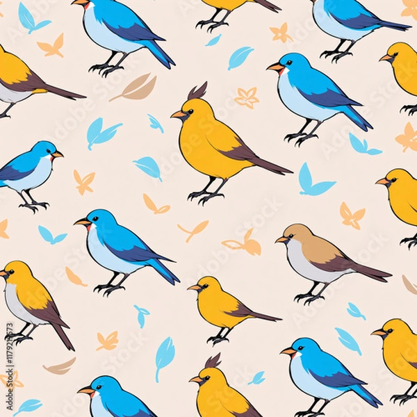Fototapeta seamless pattern with birds