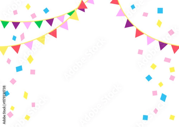 Fototapeta カラフルなガーランドと紙吹雪の壁紙