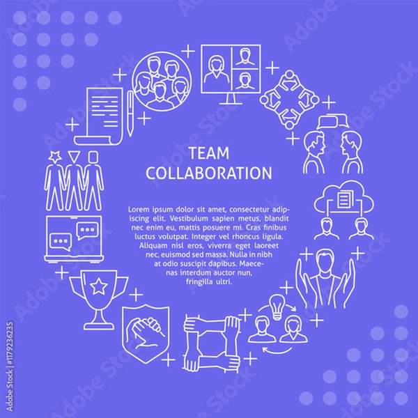 Fototapeta Team collaboration round banner with place for text