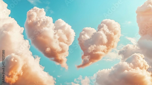 Fototapeta A heart-shaped cloud formation in the sky